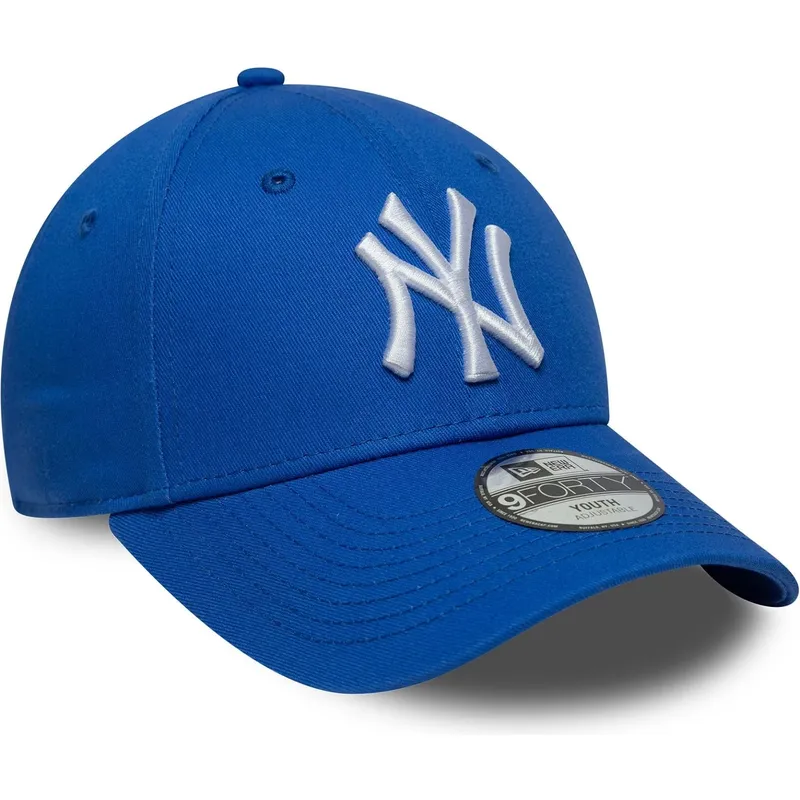 justerbar-bla-buet-kasket-til-dreng-9forty-league-essential-fra-new-york-yankees-mlb-fra-new-era