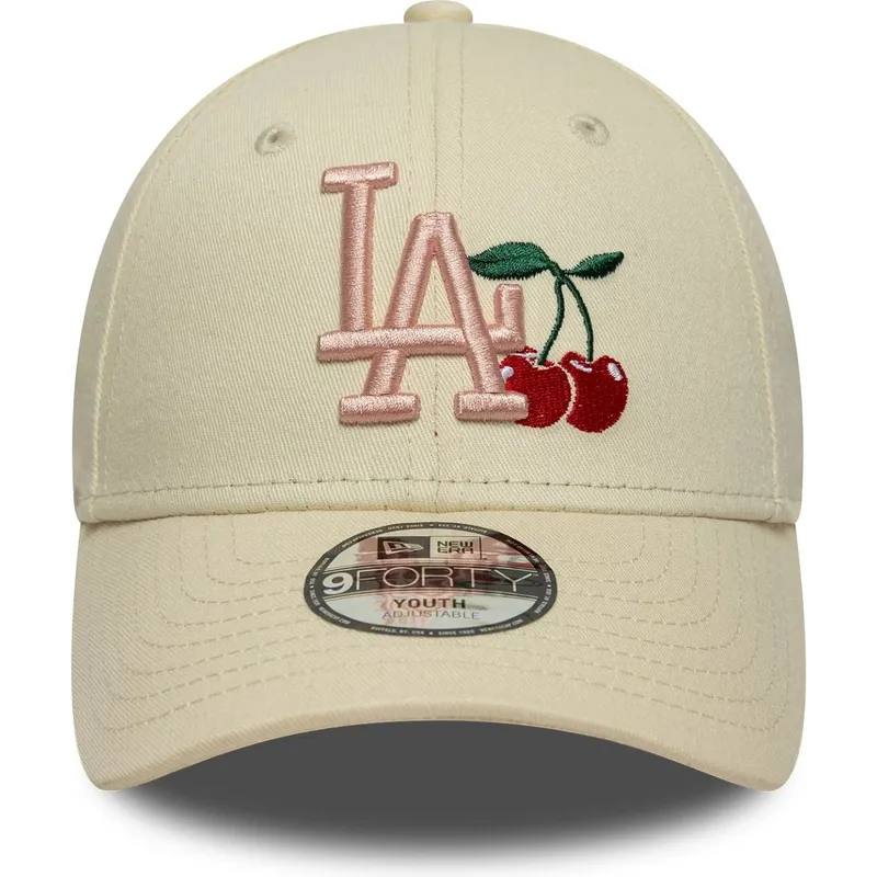 petten-gebogen-beige-verstelbaar-voor-kinderen-9forty-fruit-icon-van-new-york-yankees-mlb-van-new-era
