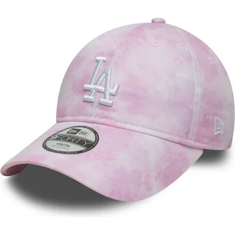 Petten gebogen roze verstelbaar voor kinderen 9TWENTY Tie Dye van Los Angeles Dodgers MLB van New Era