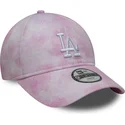 petten-gebogen-roze-verstelbare-band-voor-kinderen-9twenty-tie-dye-van-los-angeles-dodgers-mlb-van-new-era