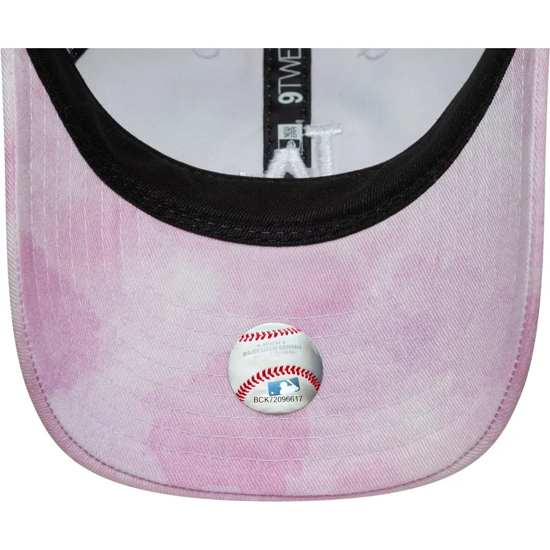 petten-gebogen-roze-verstelbare-band-voor-kinderen-9twenty-tie-dye-van-los-angeles-dodgers-mlb-van-new-era