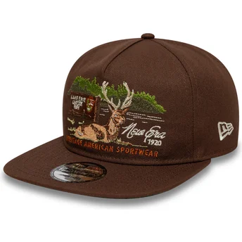 Berretto piatto marrone regolabile 19TWENTY Outdoor Graphic di New Era