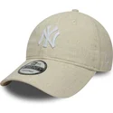 petten-gebogen-beige-verstelbare-band-9twenty-linen-van-new-york-yankees-mlb-van-new-era
