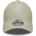 petten-gebogen-beige-verstelbaar-9twenty-linen-van-new-york-yankees-mlb-van-new-era
