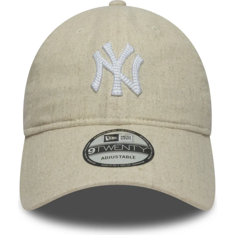 petten-gebogen-beige-verstelbare-band-9twenty-linen-van-new-york-yankees-mlb-van-new-era