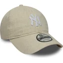 cappellino-curvo-beige-regolabile-9twenty-linen-dei-new-york-yankees-mlb-di-new-era
