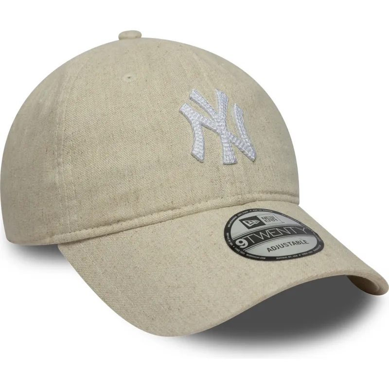 petten-gebogen-beige-verstelbare-band-9twenty-linen-van-new-york-yankees-mlb-van-new-era