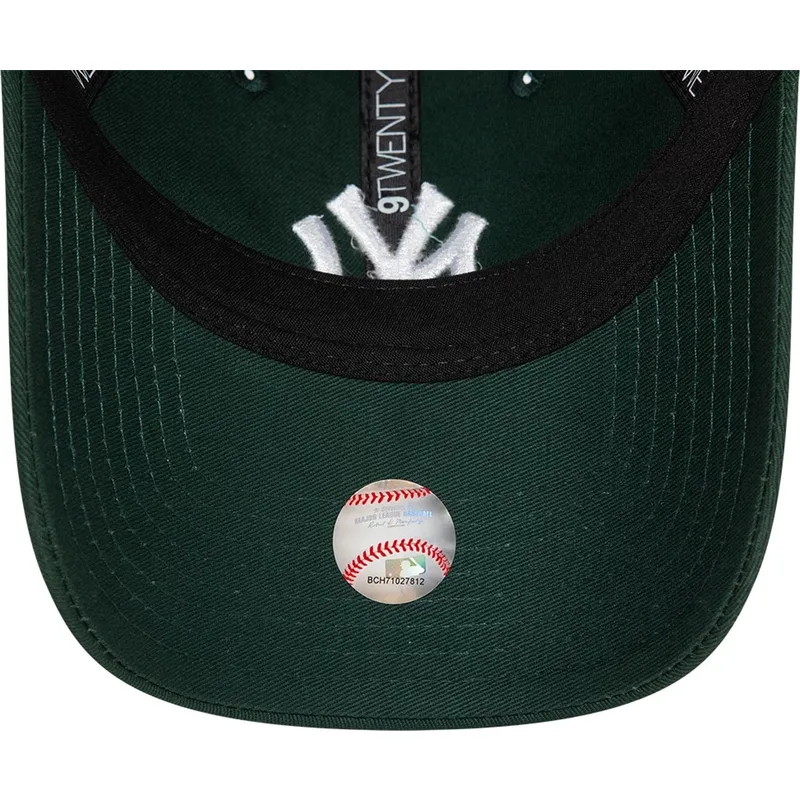 dunkelgrune-verstellbare-curved-cap-9twenty-league-essential-der-new-york-yankees-mlb-von-new-era