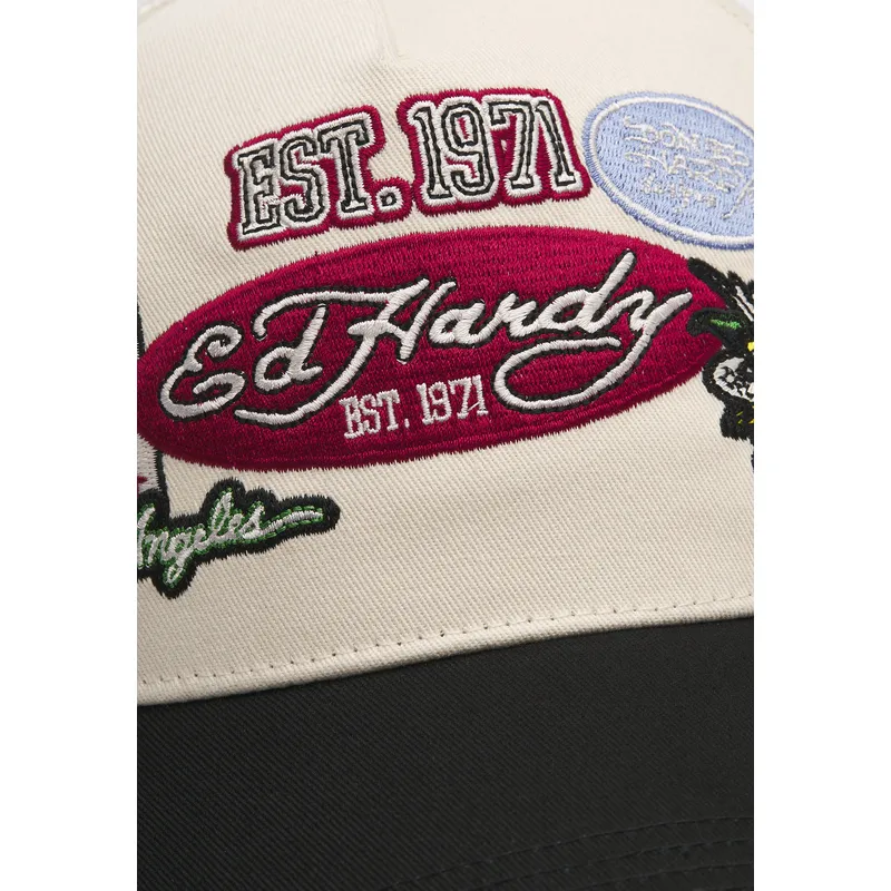 cappellino-trucker-beige-e-nero-est-1971-varsity-badge-di-ed-hardy