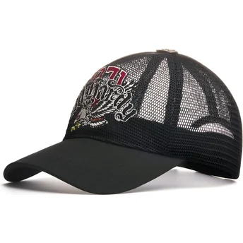 Petten gebogen zwart snapback 1971 Soaring Eagle Full Mesh van Ed Hardy
