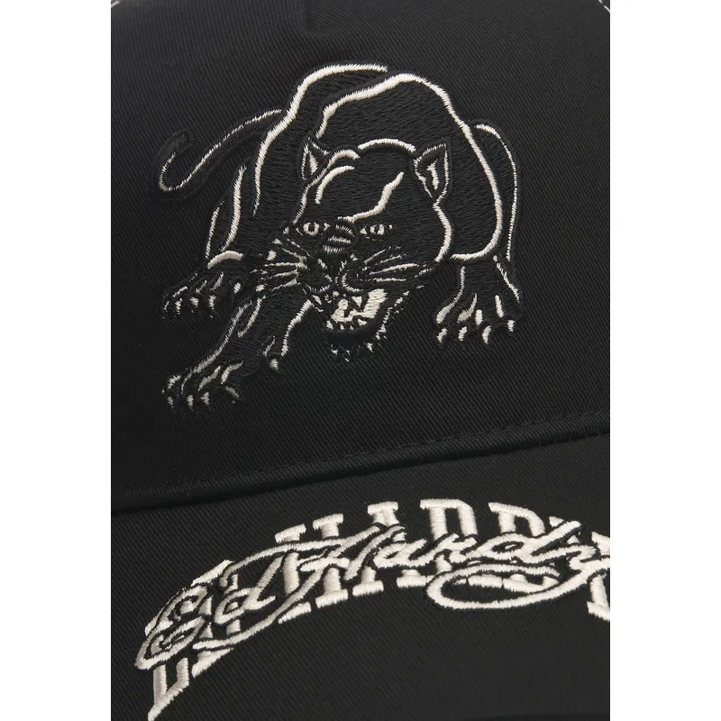 schwarze-trucker-kappe-contrast-stitch-panther-graphic-von-ed-hardy