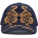 petten-gebogen-marineblauw-snapback-skull-and-snakes-graphic-van-ed-hardy