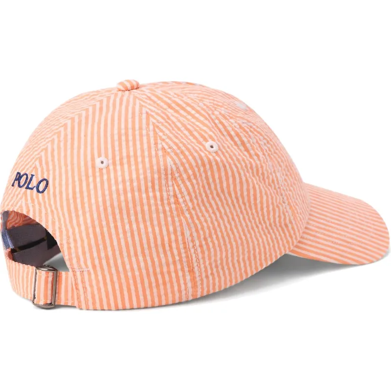 polo-ralph-lauren-curved-brim-stretch-seersucker-orange-adjustable-cap