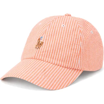 Böjd orange justerbar keps Stretch Seersucker från Polo Ralph Lauren