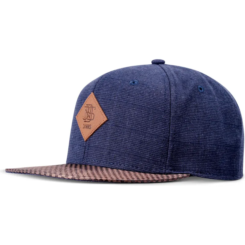 petten-plat-marineblauw-verstelbaar-glencheck-van-djinns