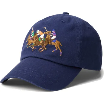 Petten gebogen marineblauw verstelbaar Twill Triple Pony van Polo Ralph Lauren