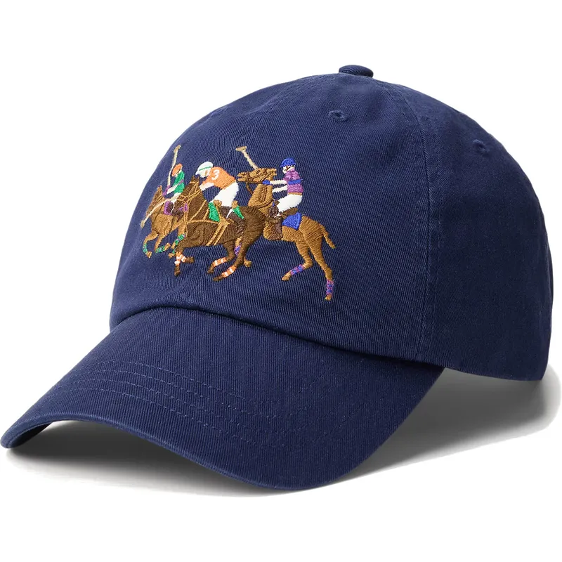 petten-gebogen-marineblauw-verstelbare-band-twill-triple-pony-van-polo-ralph-lauren