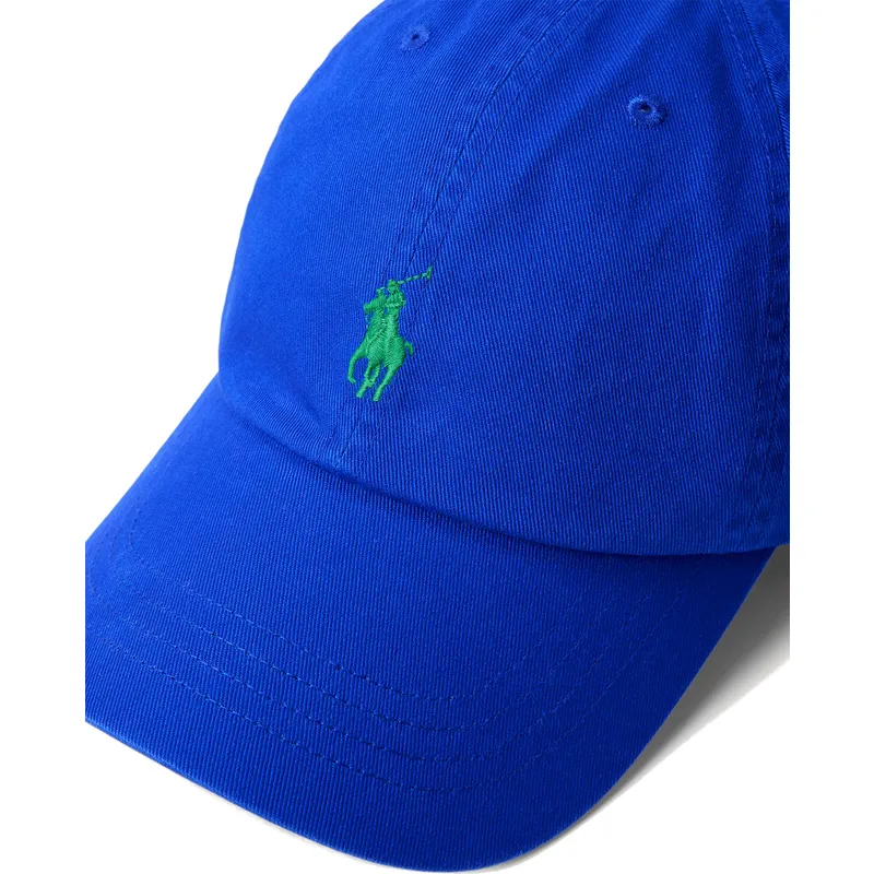 polo-ralph-lauren-curved-brim-green-logo-cotton-chino-classic-sport-blue-adjustable-cap