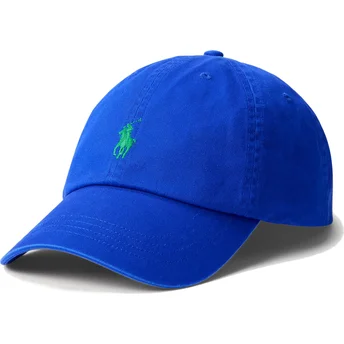 Casquette courbée bleue ajustable avec logo vert Cotton Chino Classic Sport Polo Ralph Lauren