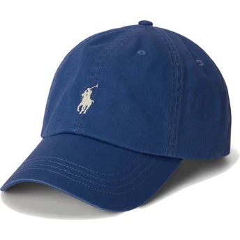 Marineblaue verstellbare Curved Cap mit beigem Logo Cotton Chino Classic Sport von Polo Ralph Lauren