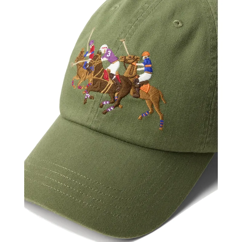 petten-gebogen-groen-verstelbaar-twill-triple-pony-van-polo-ralph-lauren