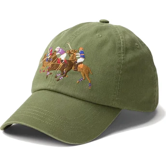 Petten gebogen groen verstelbare band Twill Triple Pony van Polo Ralph Lauren