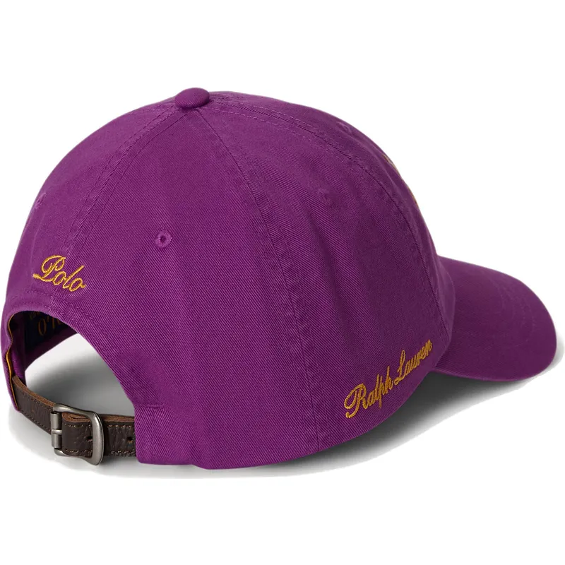 petten-gebogen-paars-verstelbaar-twill-triple-pony-van-polo-ralph-lauren