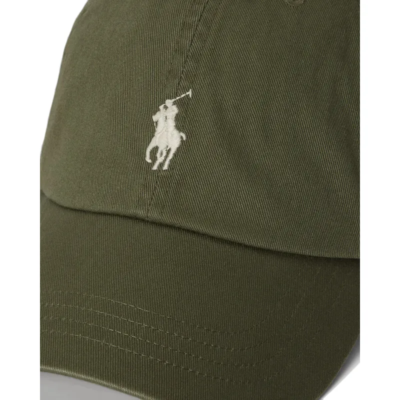 grune-verstellbare-curved-cap-mit-beigem-logo-cotton-chino-classic-sport-von-polo-ralph-lauren