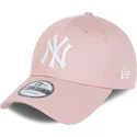 new-era-curved-brim-pink-logo-9forty-league-essential-new-york-yankees-mlb-pink-adjustable-cap