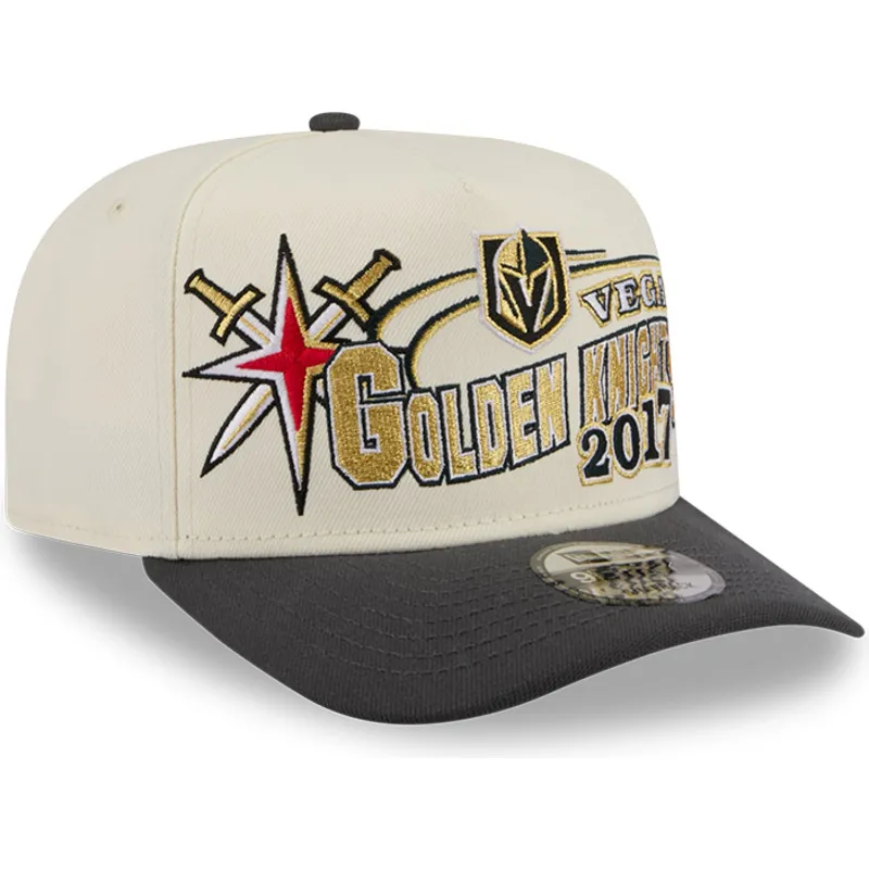 buet-beige-og-sort-snapback-kasket-9fifty-a-frame-classic-fra-vegas-golden-knights-nhl-fra-new-era