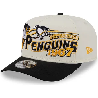 Petten gebogen beige snapback 9FIFTY A Frame Classic van Pittsburgh Penguins NHL van New Era