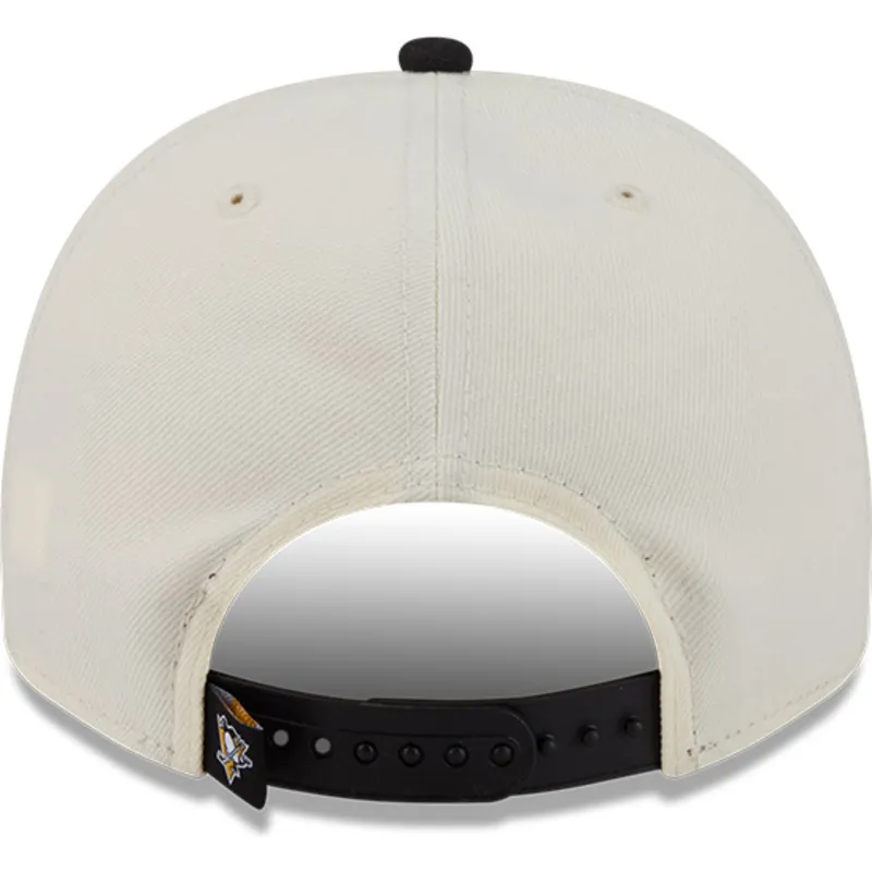 beige-gebogene-snapback-kappe-9fifty-a-frame-classic-der-pittsburgh-penguins-nhl-von-new-era