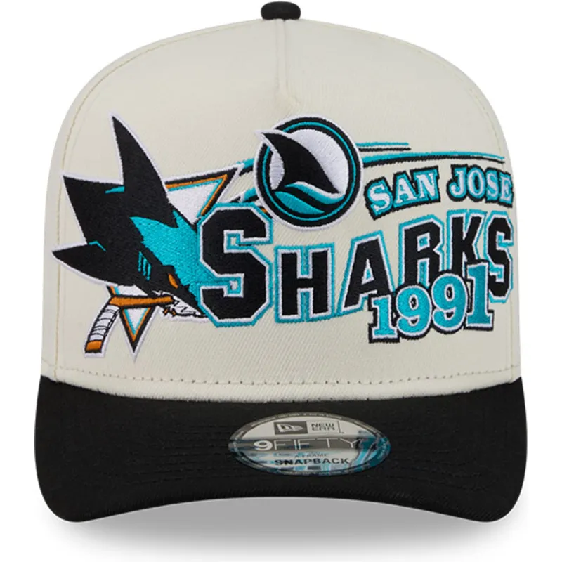 bezowo-czarna-zakrzywiona-czapka-snapback-9fifty-a-frame-classic-san-jose-sharks-nhl-new-era