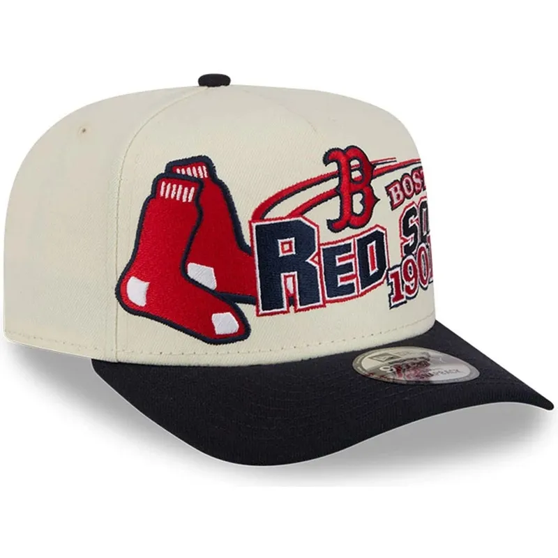 buet-beige-og-sort-snapback-kasket-9fifty-a-frame-classic-fra-boston-red-sox-mlb-fra-new-era