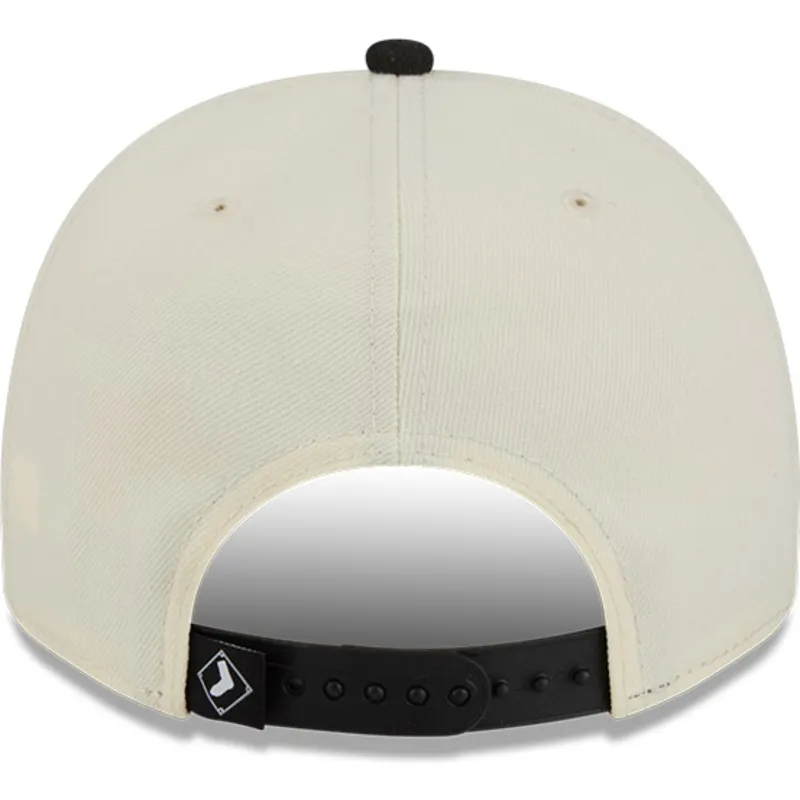cappellino-curvo-beige-e-nero-snapback-9fifty-a-frame-classic-di-chicago-white-sox-mlb-di-new-era