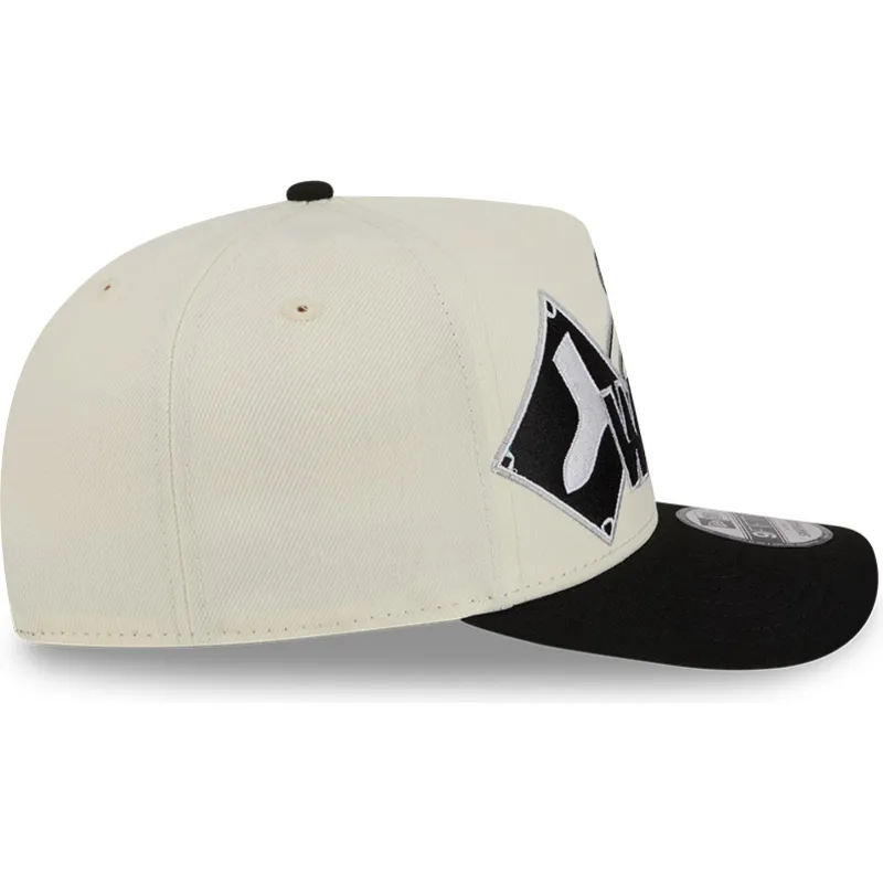 buet-beige-og-sort-snapback-kasket-9fifty-a-frame-classic-fra-chicago-white-sox-mlb-fra-new-era