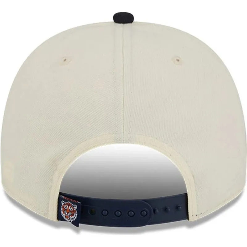 casquette-courbee-beige-et-bleue-marine-snapback-9fifty-a-frame-classic-detroit-tigers-mlb-new-era