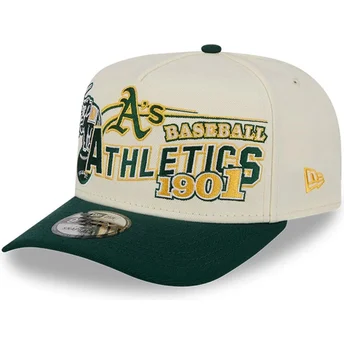 Petten gebogen beige snapback 9FIFTY A Frame Classic van Oakland Athletics MLB van New Era