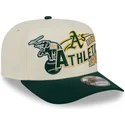 buet-beige-og-gron-snapback-kasket-9fifty-a-frame-classic-fra-oakland-athletics-mlb-fra-new-era