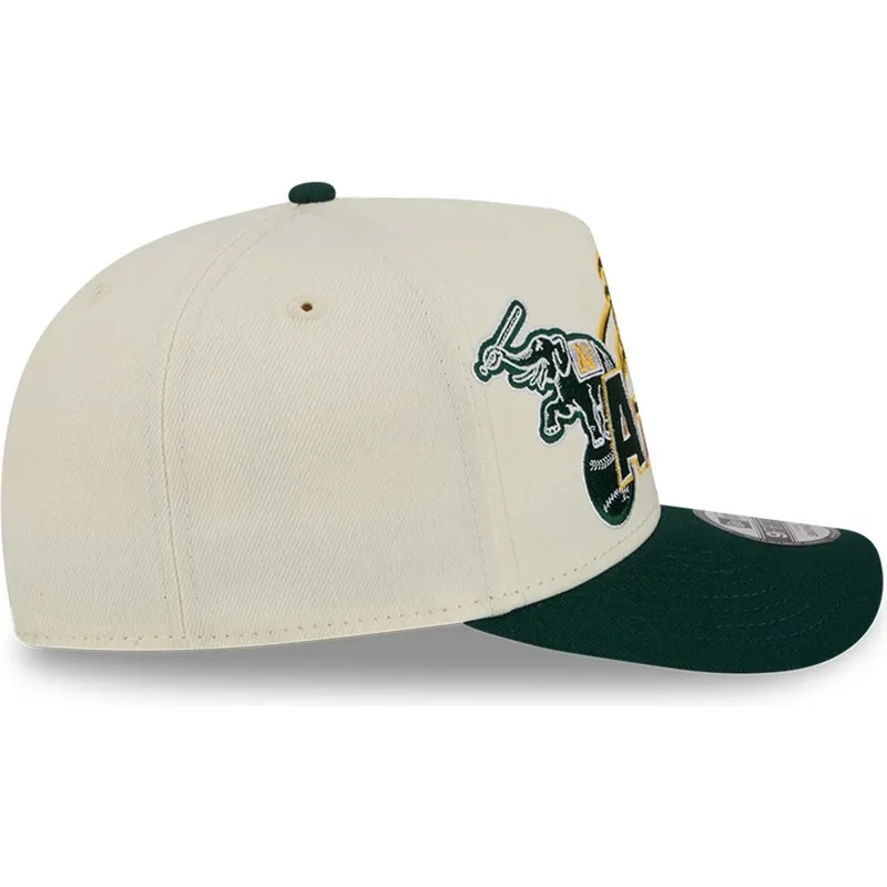 petten-gebogen-beige-snapback-9fifty-a-frame-classic-van-oakland-athletics-mlb-van-new-era