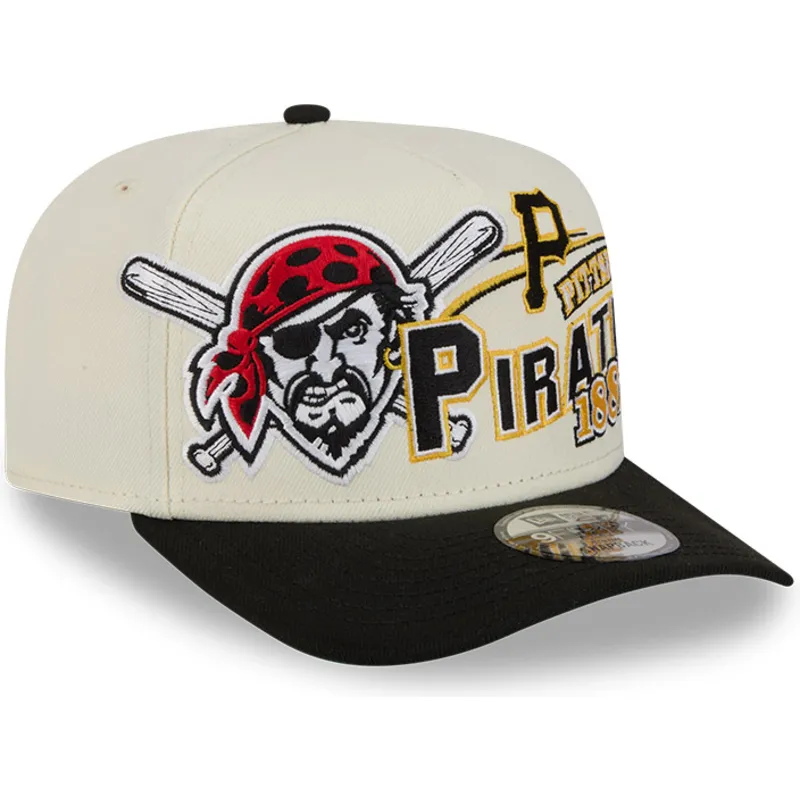 cappellino-curvo-beige-e-nero-snapback-9fifty-a-frame-classic-di-pittsburgh-pirates-mlb-di-new-era