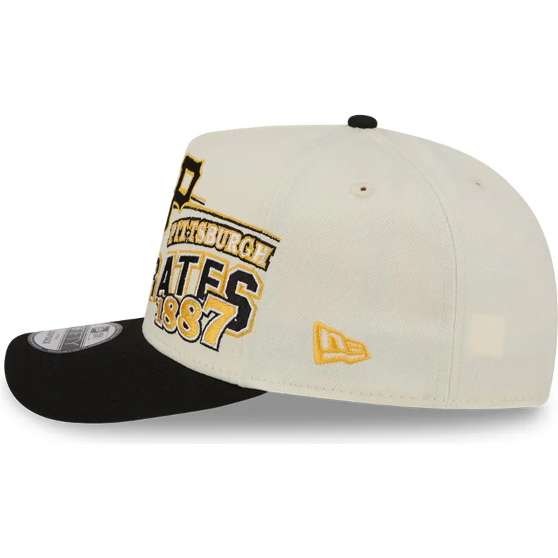 buet-beige-og-sort-snapback-kasket-9fifty-a-frame-classic-fra-pittsburgh-pirates-mlb-fra-new-era