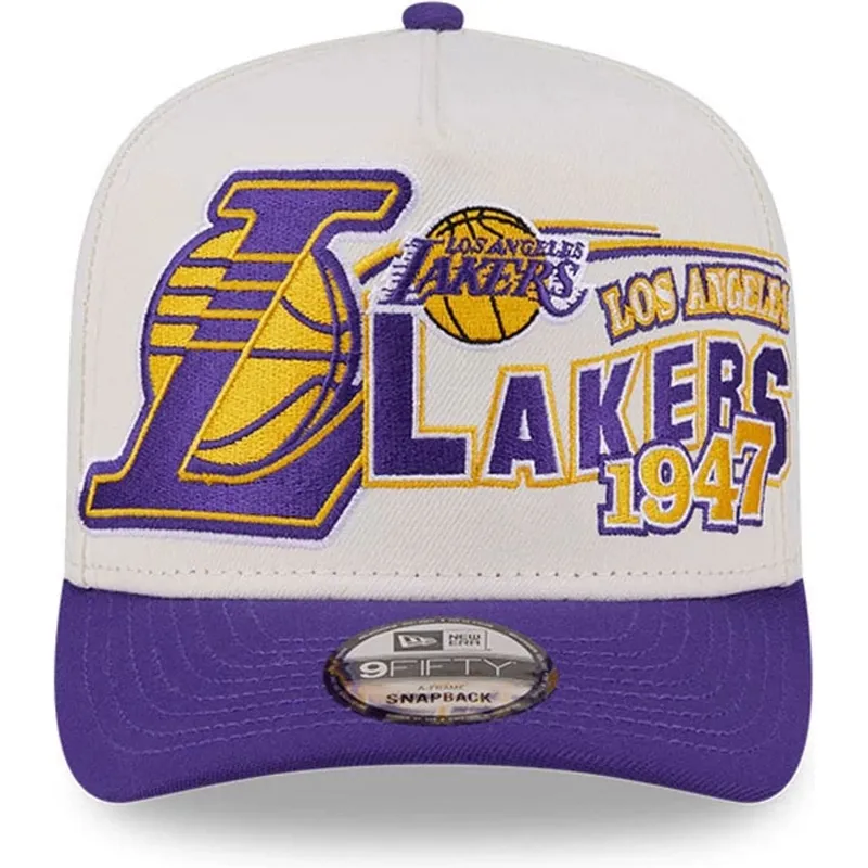 petten-gebogen-beige-snapback-9fifty-a-frame-classic-van-los-angeles-lakers-nba-van-new-era