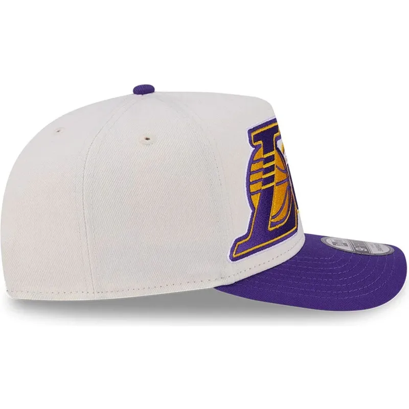 buet-beige-og-violet-snapback-kasket-9fifty-a-frame-classic-fra-los-angeles-lakers-nba-fra-new-era