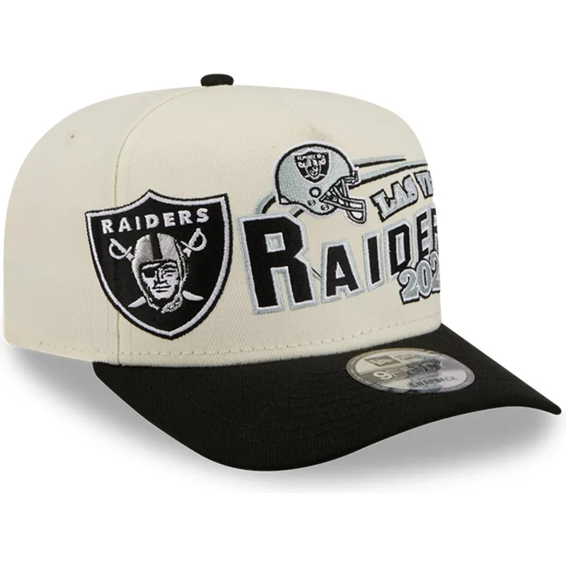 cappellino-curvo-beige-e-nero-snapback-9fifty-a-frame-classic-dei-las-vegas-raiders-nfl-di-new-era