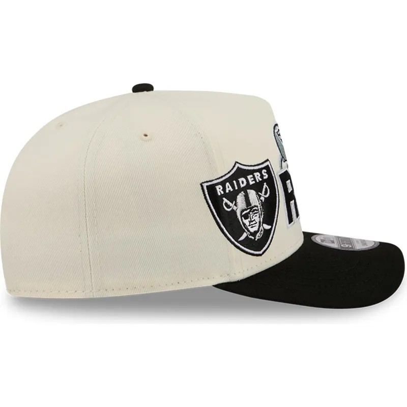 casquette-courbee-beige-et-noire-snapback-9fifty-a-frame-classic-las-vegas-raiders-nfl-new-era