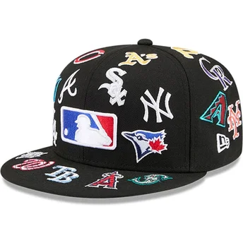 Petten plat zwart aangepast 59FIFTY All Over van MLB van New Era
