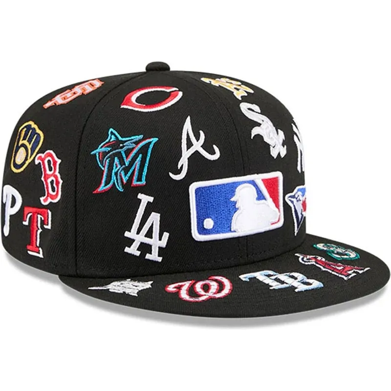 cappello-piatto-nero-aderente-59fifty-all-over-di-mlb-di-new-era