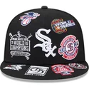 cappello-piatto-nero-aderente-59fifty-all-over-logos-dei-chicago-white-sox-mlb-di-new-era