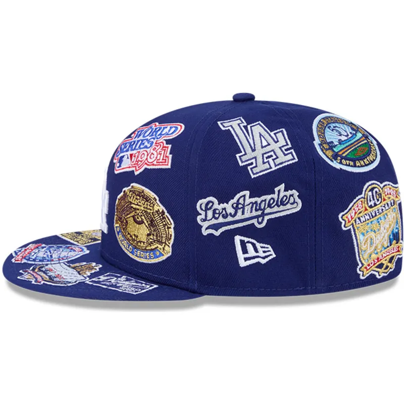 cappello-piatto-blu-regolabile-59fifty-all-over-logos-dei-los-angeles-dodgers-mlb-di-new-era